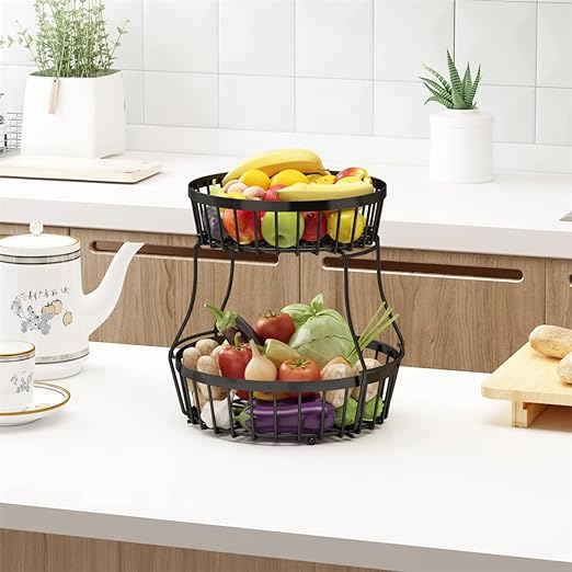 Two Tier Detachable Golden Metal Snack Storage