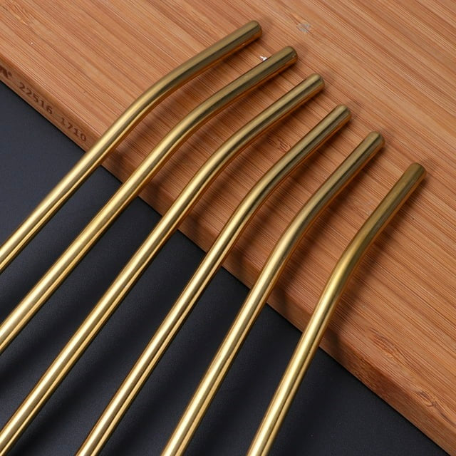 Golden Stainless Steel Straw & Spoon