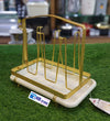 Golden Metal Glass Holder With Tray