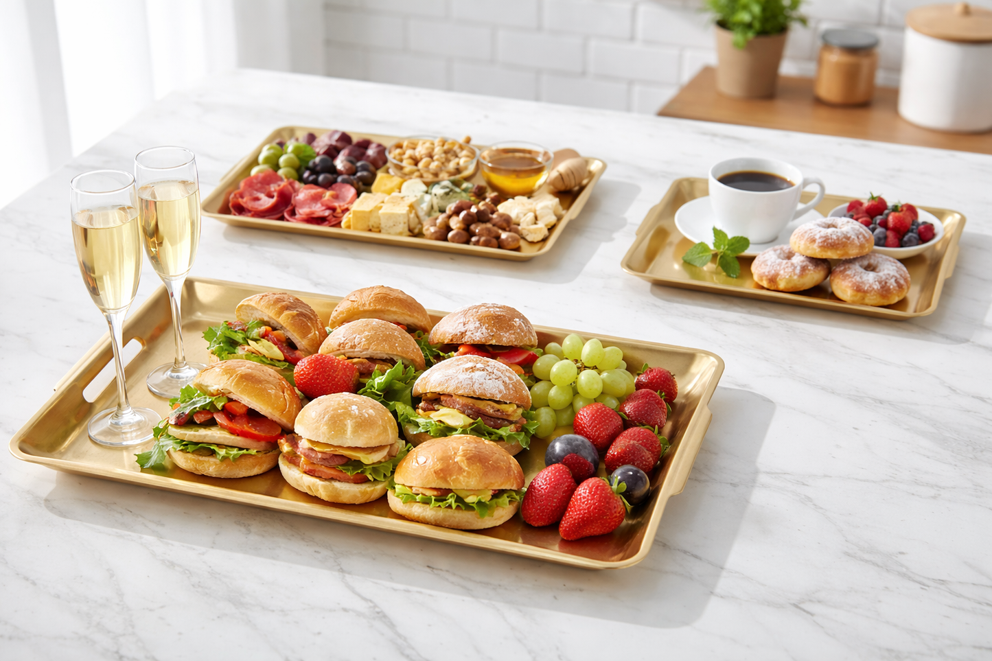Premium Gold Nesting Serving Trays