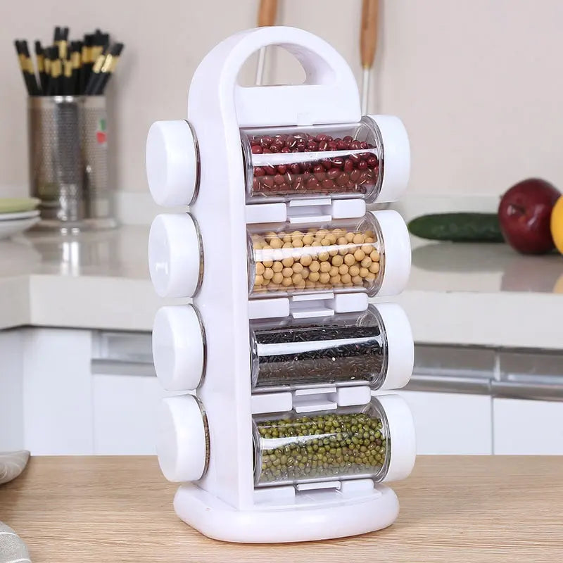 Revolving Spice Rack Organizer With Jars - 8pcs