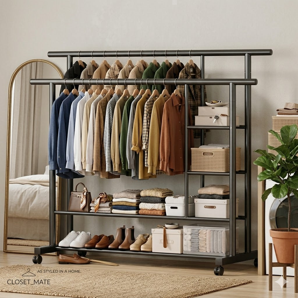 Heavy-Duty Double Rod Garment Rack