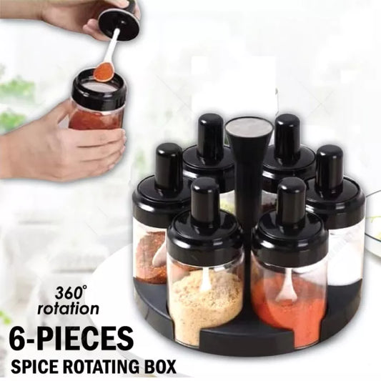 Rotating Spice Rack With 6 Bottles