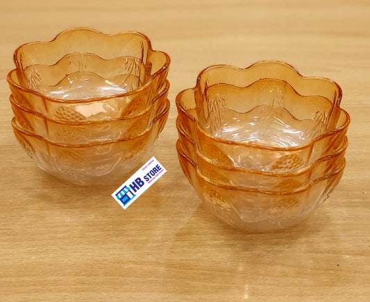 6 Pcs Floral Glass Serving Bowl Set