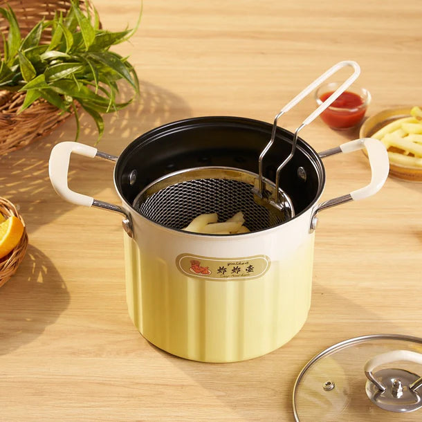 3L Deep Frying Pot With Strainer Basket