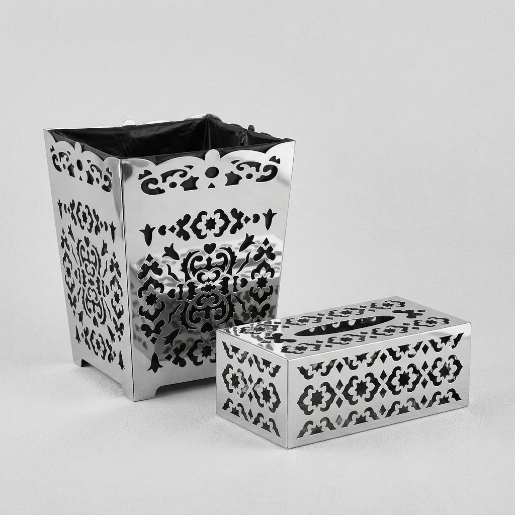 Luxury Laser-Cut Acrylic Dustbin & Tissue Box Set