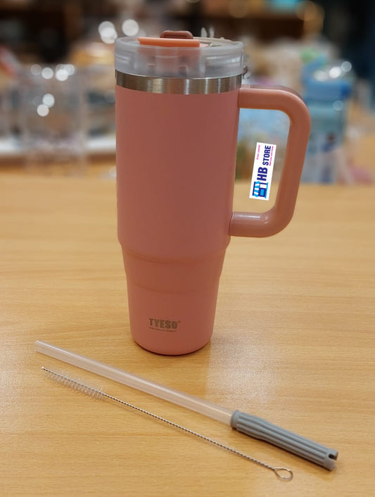 Tyeso 700ml Tumbler with Handle, Straw and Lid - Leak Resistant Double Wall Insulated Stainless Steel