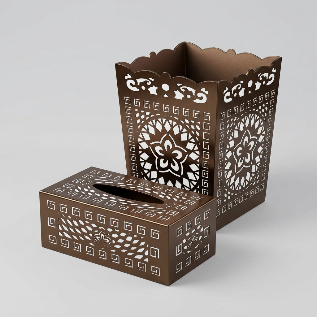 Luxury Laser-Cut Acrylic Dustbin & Tissue Box Set
