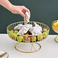 Golden Metal Fruit Basket With Glass Plate