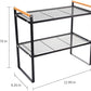 2 Tier Metal Shelf Organizer With Wooden Handel