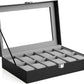 12-Slot Watch Box With Glass Lid