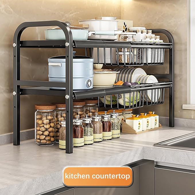 Extendable Under Sink Storage Rack with Baskets