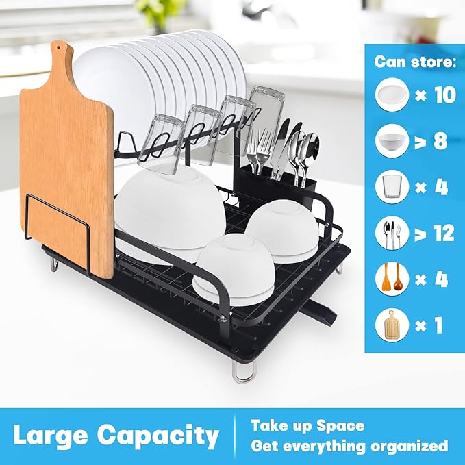 2 Tier Metal Dish Drainer Rack