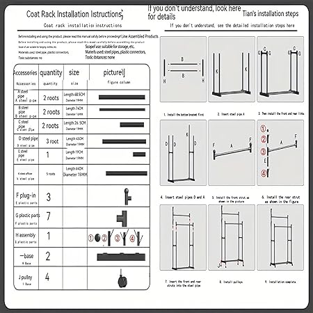 Double Garment Rack Hanging Top Rod