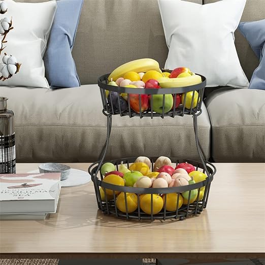 Two Tier Detachable Golden Metal Snack Storage