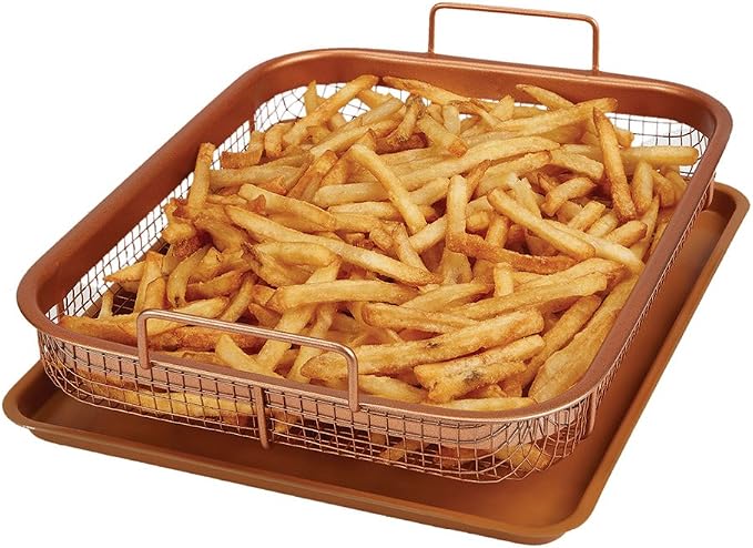 Copper Crisper Non-Stick Oven Baking Tray with Crisping Basket