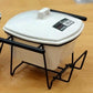 Set of 2 Ceramic Casserole Dishes with Metal Serving Stands