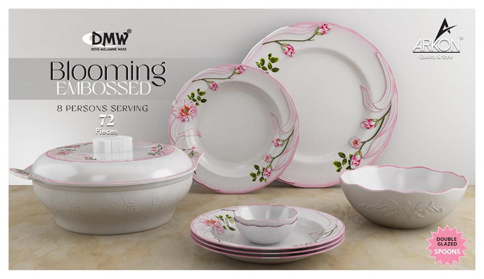 72Pcs Complete Melamine Dinner Set