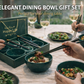 Elegant “Happy Life” Ceramic Bowl Gift Set – 6 Bowls with Luxury Gold-Accent Chopsticks