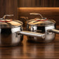 Stainless Steel Saucepan with Innovative Spoon-Rest Glass Lid