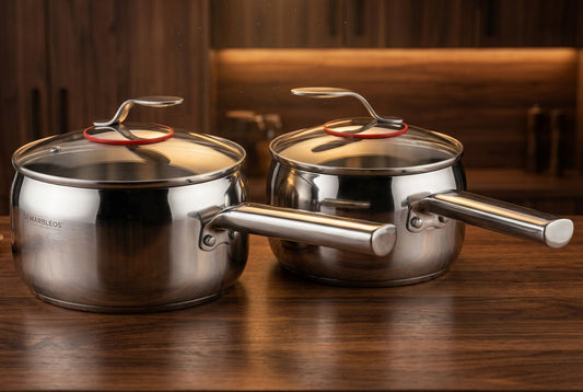 Stainless Steel Saucepan with Innovative Spoon-Rest Glass Lid
