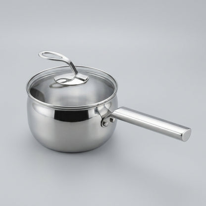 Stainless Steel Saucepan with Innovative Spoon-Rest Glass Lid
