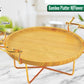 Wooden Bamboo Serving Platter With Golden Metal Stand