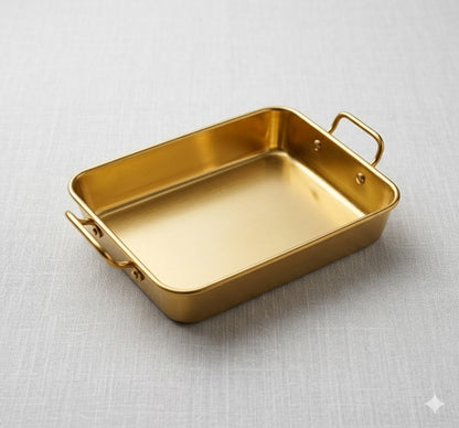 Gold Stainless Steel Rectangular Serving Tray