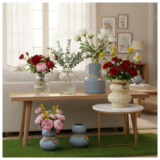 Clear & Colored Glass Vase Collection