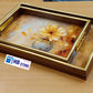 Luxury Wooden Serving Tray Set with Golden Floral Design – 2 Pieces