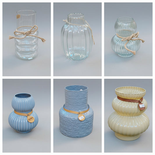 Clear & Colored Glass Vase Collection