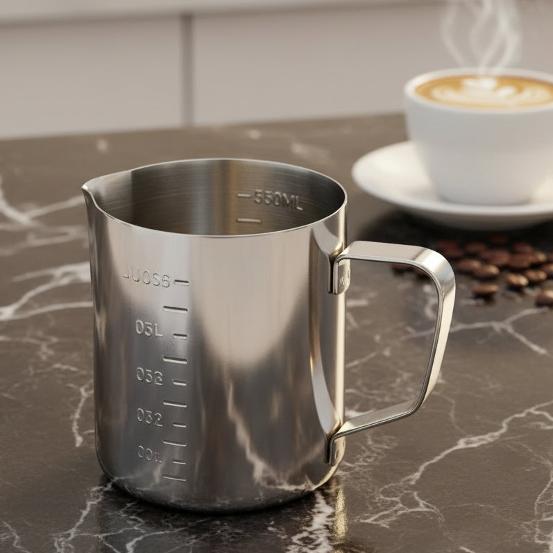 Stainless Steel Milk Frothing Pitcher & Measuring Jug