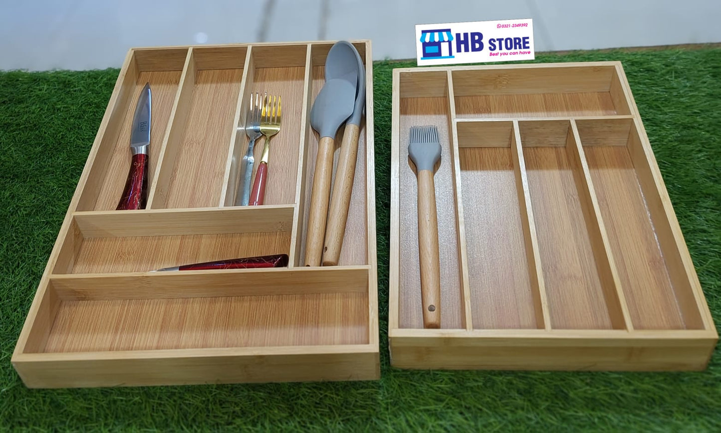 Wooden Material Extendable Cutlery Tray & Draws Organizer