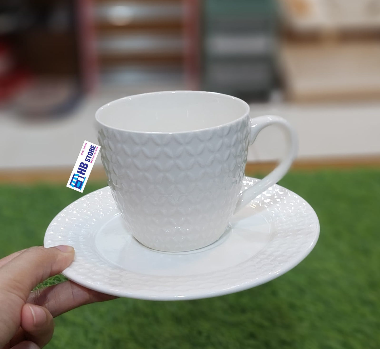 Ceramic White Design Cup Saucer Set