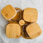 4Pcs Glass Jar Set With Wooden Rotate Stand