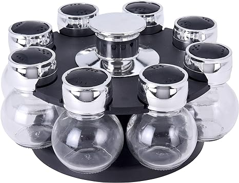 8PCS SPICE RACK ORGANIZER IN REVOLVING BASE