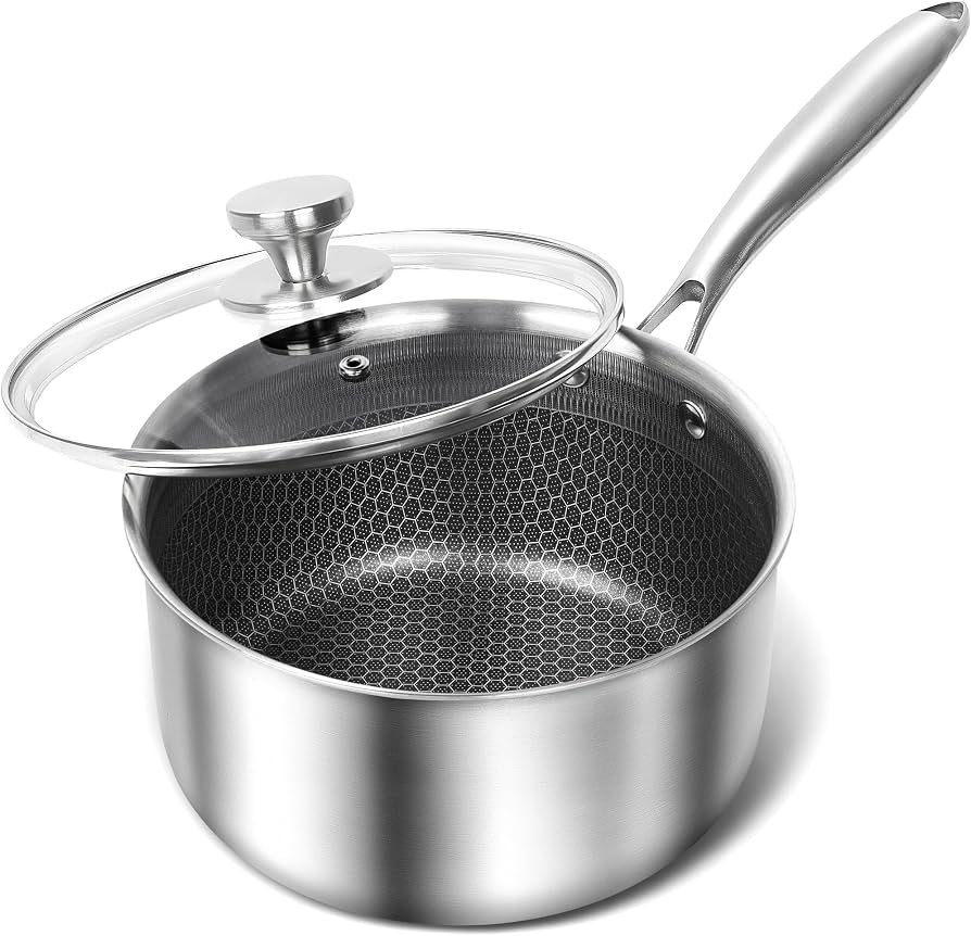 Hybrid Laser-Engraved Honeycomb Stainless Steel Sauce Pan