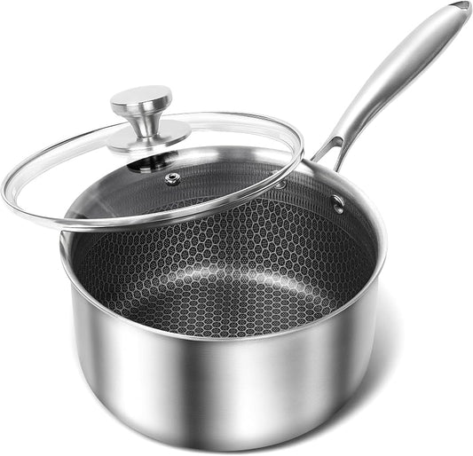 Hybrid Laser-Engraved Honeycomb Stainless Steel Sauce Pan