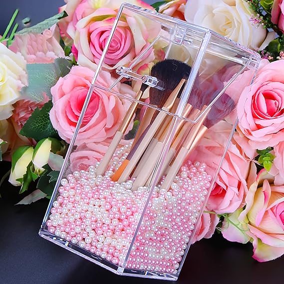 Acrylic Brush Holder With Pearl's inside