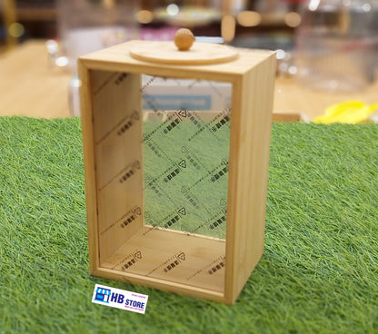 Elegant Bamboo & Clear Storage Box | Multipurpose Display Container with Lid