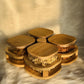 4Pcs Glass Jar Set With Wooden Rotate Stand