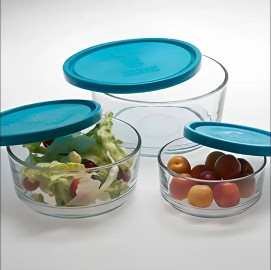 3Pcs Glass Bowl Set With Lid
