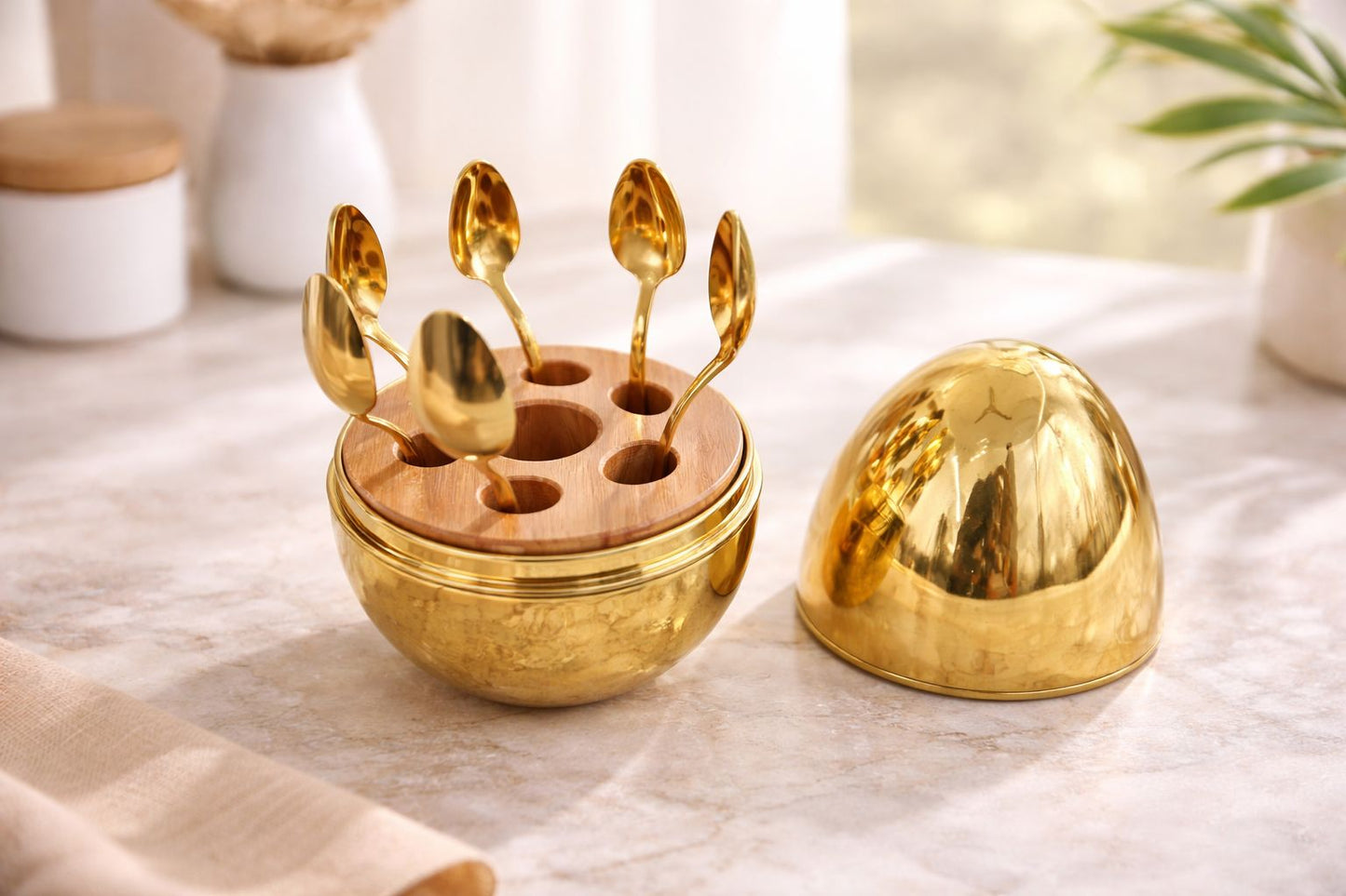 Golden Spoon Egg Holder