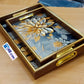 Luxury Wooden Serving Tray Set with Golden Floral Design – 2 Pieces