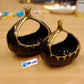 Black Ceramic Gourd-Shaped Decorative Bowls/Candy Dishes with Gold Electroplating