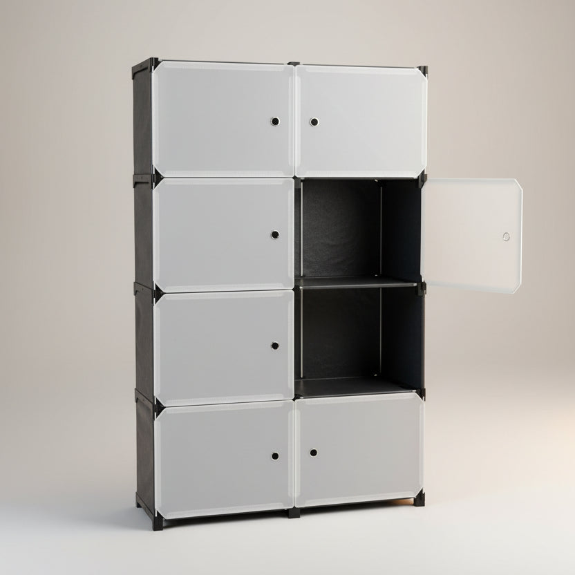 Portable Plastic Shoe Rack & Wardrobe Cabinet (5-Cube & 8-Cube Set)