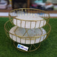 Golden Metal Fruit Basket With Glass Plate