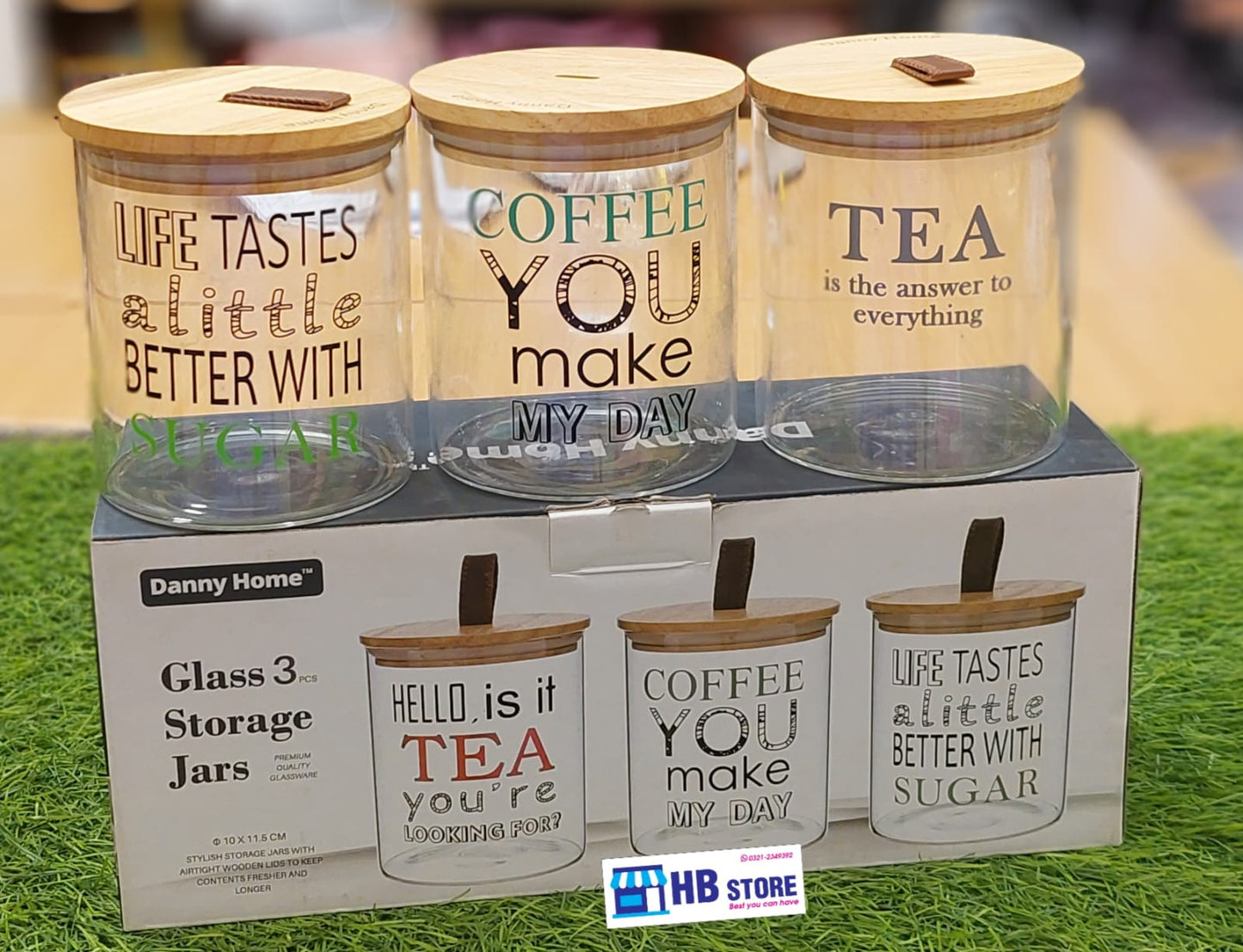 Danny Home 3-Piece Glass Storage Jar Set with Bamboo Lids