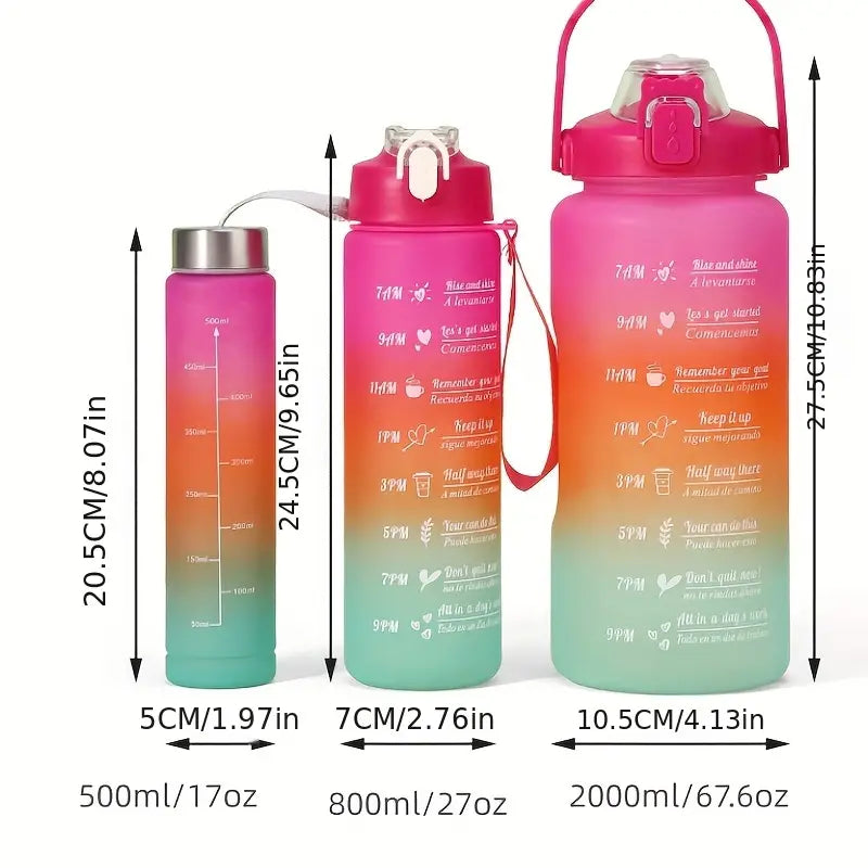 3Pcs Multi Color Water Bottle Set