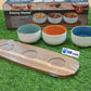 Danny Home™ 4-Piece Acacia Wood Serving Set – Premium Tray with 3 Ceramic Snack & Dip Bowls